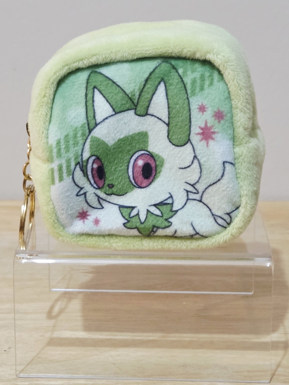 *4 for $30* Pokémon Sprigatito / Nyaoha Plush 3" Cube Coin Purse Bag Zip Wallet